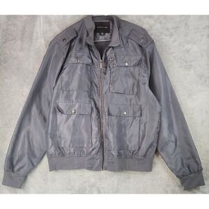 Structure Jacket Mens Large Gray Lightweight Utility Bomber Full Zip 90s Y2K